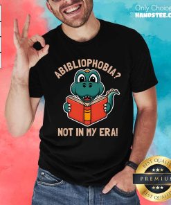Original Abibliophobia Reading Dinosaur Book Lover T-Shirt
