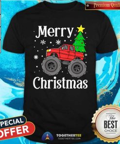 Original Monster Truck Merry Christmas Tree Snowflakes T-Shirt