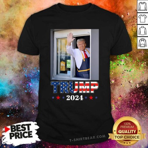 Premium Donald Trump Works The Fry Station And Holds A Drivethru T-Shirt