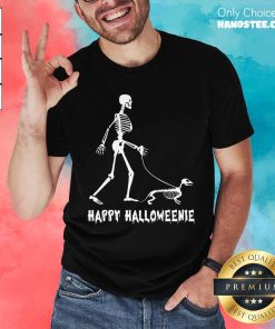 Premium Happy Halloweenie Skeleton Walking Dachshund Dog Halloween T-Shirt