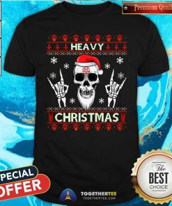 Premium Heavy Christmas Devil Horns Skull Santa Hat T-Shirt