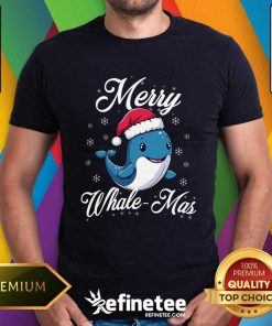 Premium Merry Whalemas Whale With Santa Hat Orcas Christmas Puns T-Shirt