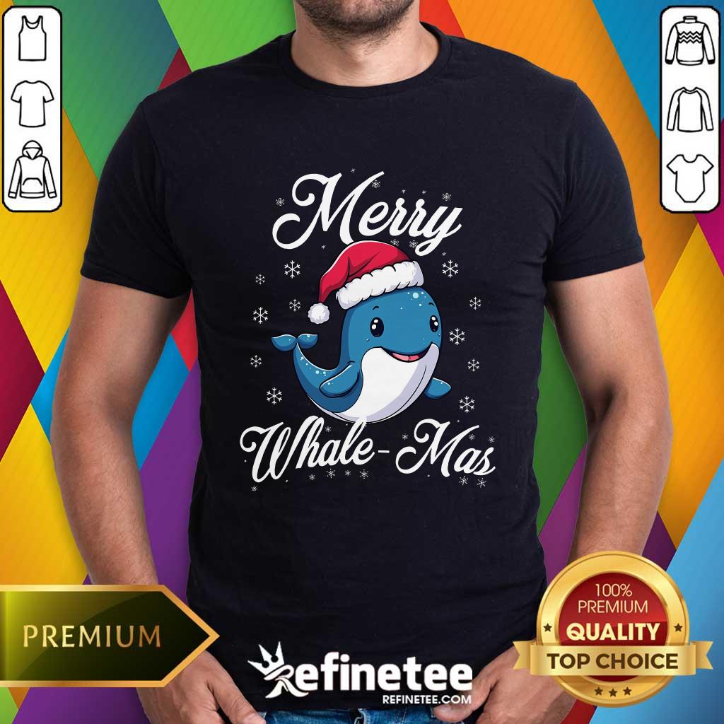 Shirt Premium Merry Whalemas Whale With Santa Hat Orcas Christmas Puns T-Shirt