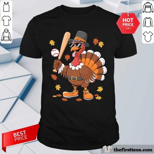 Pretty Baseball Turkey Thanksgiving T-Shirt