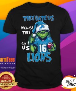 Pretty Grinch They Hate Us Because They Ain't Us Detroit Lions Christmas T-Shirt