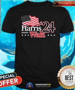 Pretty Harris Walz 24 USA Flag T-Shirt