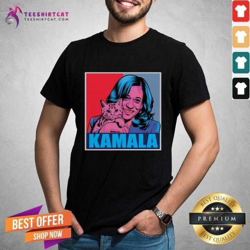 Pretty Kamala Harris Cat Pop Art Portrait T-Shirt