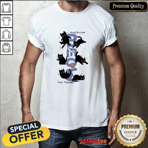 Top Cute Pixel Black Cats Mood Booster Purr Therapy Cat Meow T-Shirt