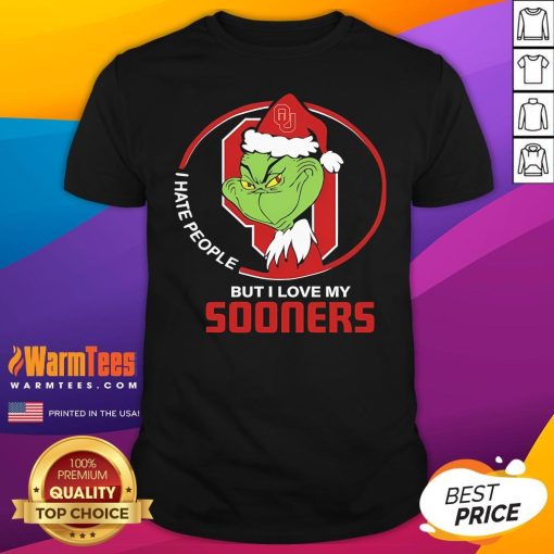 Top Oklahoma Sooners Santa Grinch I Hate People But Love Sooners Christmas T-Shirt