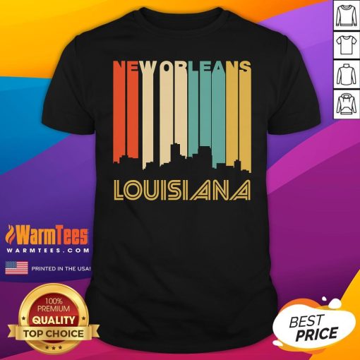 Top Retro 1970s Style New Orleans Louisiana Skyline T-Shirt