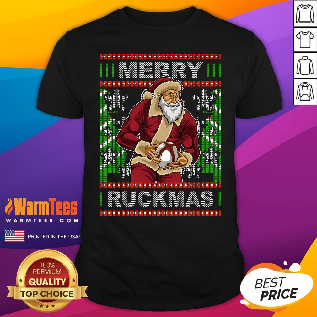Shirt Top Rugby Christmas Santa Merry Ruckmas Xmas T-Shirt