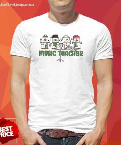 Top The Music Teacher Teaches Four Snowmen Teacher T-Shirt