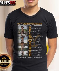 Awesome 07th Anniversary 2018-2025 Yellowstone T-Shirt featuring 'Thank You For The Memories' design.