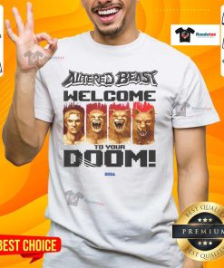Awesome Altered Beast Welcome To Your Doom Sega Video Game T-Shirt featuring retro graphics and bold colors.