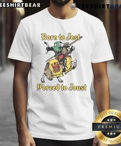 Awesome Born To Jest Forced To Joust T-Shirt featuring a humorous design perfect for jesters and medieval fun.