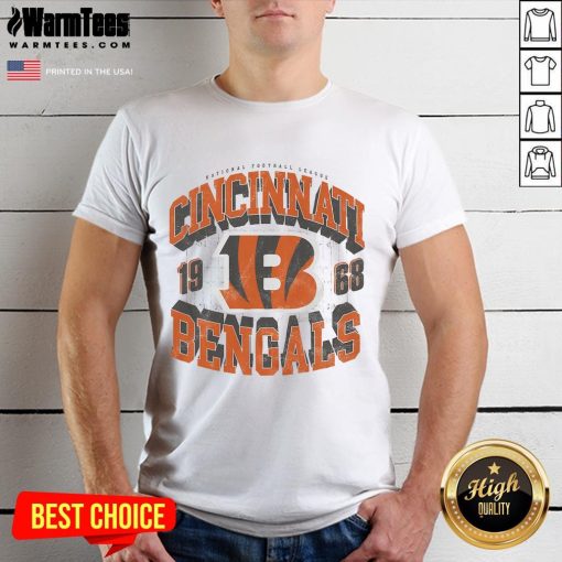 Alt Text: Awesome Cincinnati Bengals Field Arched Wordmark T-Shirt featuring bold team logo and vibrant colors for fans.