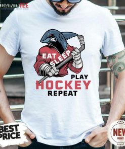 Awesome Eat Sleep Play Hockey Repeat Shark T-Shirt
