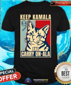 Awesome Happy Cat Keep Kamala And Carry On Ala T-Shirt