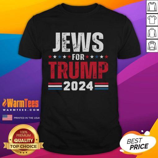 Awesome Jews For Trump 2024 T-Shirt featuring American flag design, showcasing support for Trump with patriotic flair.