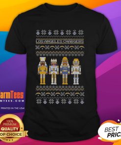 Awesome Los Angeles Chargers Holiday Nutcracker T-Shirt featuring festive design and team colors for Chargers fans.