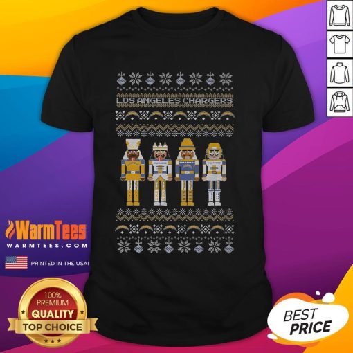 Awesome Los Angeles Chargers Holiday Nutcracker T-Shirt featuring festive design and team colors for Chargers fans.
