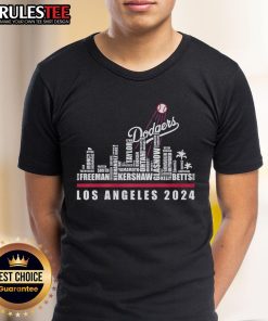 Awesome Los Angeles Dodgers 2024 Players Name T-Shirt featuring vibrant team colors and player names for fans.