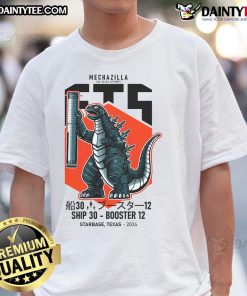 Awesome Mechazilla Godzilla T-Shirt showcasing a vibrant design of Mechazilla catching in Starbase Texas.