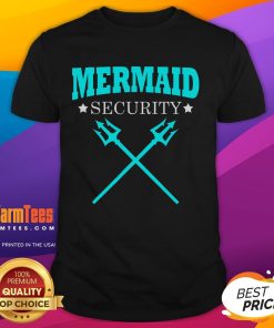 Awesome Merman Mermaid Security T-Shirt featuring a vibrant design of a merman and mermaid in a playful security theme.