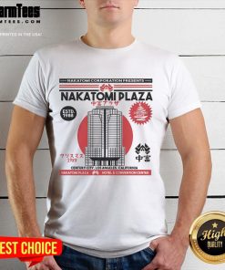 Awesome Nakatomi Plaza T-Shirt featuring iconic design inspired by the classic action movie 'Die Hard'.