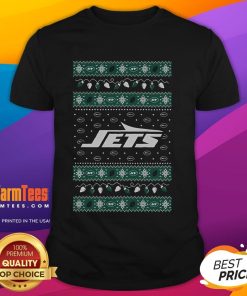 Awesome New York Jets Holiday Christmas T-Shirt featuring festive design and team colors, perfect for NFL fans celebrating the season.