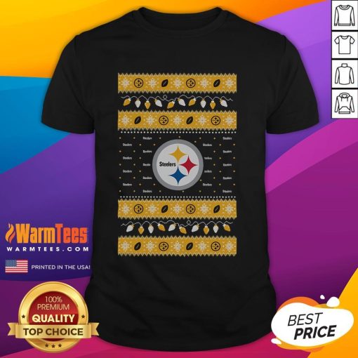 Awesome Pittsburgh Steelers Holiday Christmas T-Shirt featuring festive design perfect for Steelers fans this season.