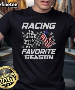 Alt Text: Awesome Racing Is My Favorite Season T-Shirt featuring a vibrant design for racing enthusiasts.