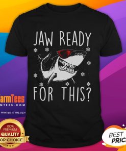 Awesome Shark Christmas t-shirt featuring a shark with sunglasses and snowflakes, perfect for holiday fun.