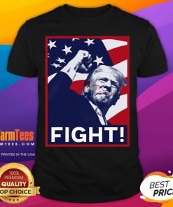 Awesome Trump Fight Fist Pump US Flag Poster 2024 T-Shirt