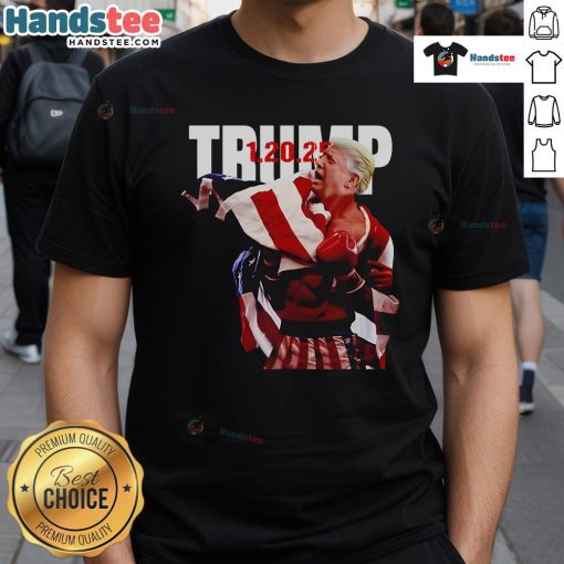 Awesome Trump Rocky Won 1 20 25 T-Shirt featuring bold graphics and vibrant colors celebrating Trump's victory.