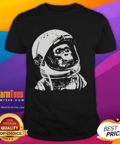 Alt Text: Awesome vintage space travel astronaut monkey t-shirt featuring a playful monkey in a space suit against a cosmic backdrop.