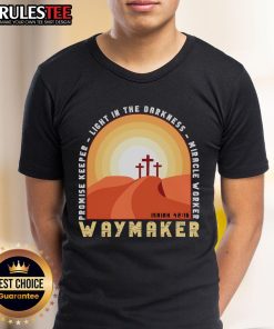 Awesome Vintage Waymaker Promise Keeper Miracle Worker Christian T-Shirt design featuring inspirational text and retro graphics.