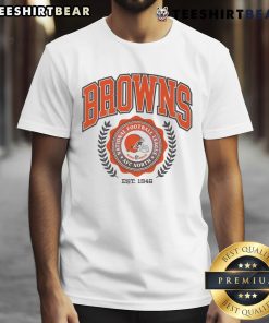 Alt Text: Cleveland Browns Team Crest Est 1946 T-Shirt featuring the iconic logo and vintage design for fans.