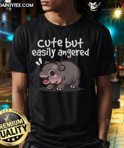 Adorable angry hippo graphic on a t-shirt, perfect for those who love cute but easily angered hippo designs.