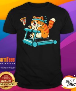Cute Cat Chasing Dreams And Pizza Slices T-Shirt