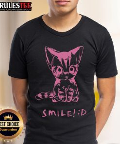Adorable cute cat smile t-shirt design featuring a playful feline with a big grin, perfect for cat lovers.