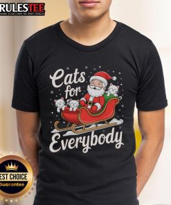 Alt Text: Cute Cats For Everybody Christmas T-Shirt featuring playful kittens and festive holiday designs, perfect for cat lovers.