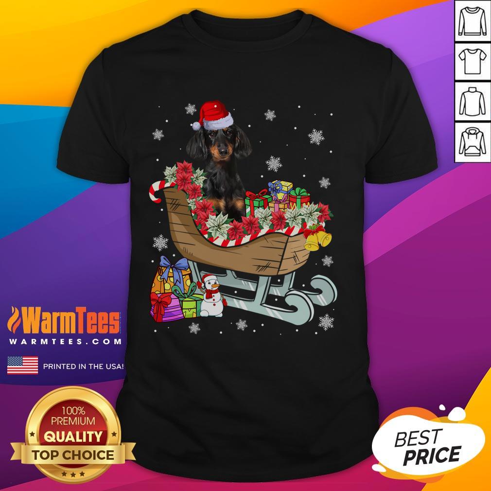 Cute Dachshund Dog Christmas Santa Hat Xmas Puppy T Shirt Cute Dachshund dog wearing a Santa hat, perfect for Christmas-themed T-shirts for puppy lovers. Ideal Xmas gift!