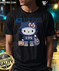 Alt Text: Cute Hello Kitty United States Postal Service T-Shirt featuring an adorable design perfect for fans and collectors.