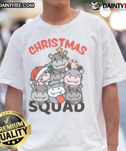Alt Text: Adorable Cute Hippo Christmas Tree T-Shirt featuring a festive hippo design perfect for holiday celebrations.