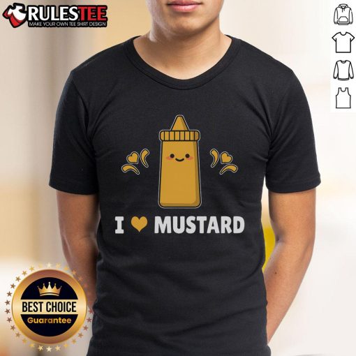 Cute I Love Mustard funny t-shirt design featuring playful mustard graphic and vibrant colors, perfect for condiment lovers.