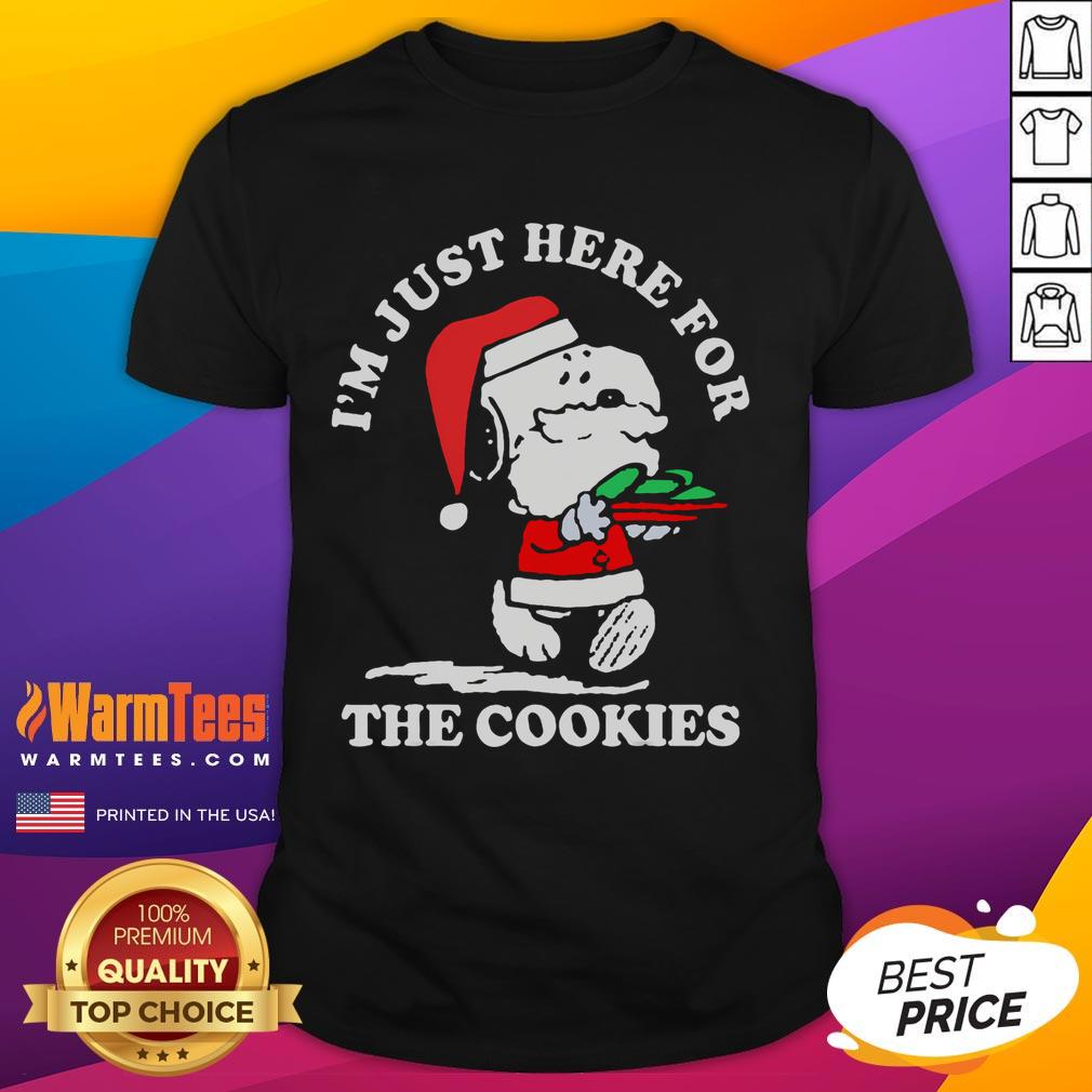 Cute Im Just Here For The Cookies Snoopy Christmas T Shirt Cute Snoopy Christmas T-Shirt featuring 'I'm Just Here For The Cookies' design, perfect for holiday celebrations.