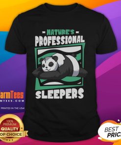 Alt Text: Cute Nature's Professional Sleepers panda bear t-shirt featuring an adorable panda design on a soft cotton fabric.