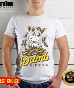 Cute Snoopy Peanuts Dumb Records T-Shirt featuring Snoopy with a playful design, perfect for fans of Peanuts.