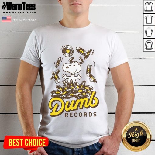 Cute Snoopy Peanuts Dumb Records T-Shirt featuring Snoopy with a playful design, perfect for fans of Peanuts.